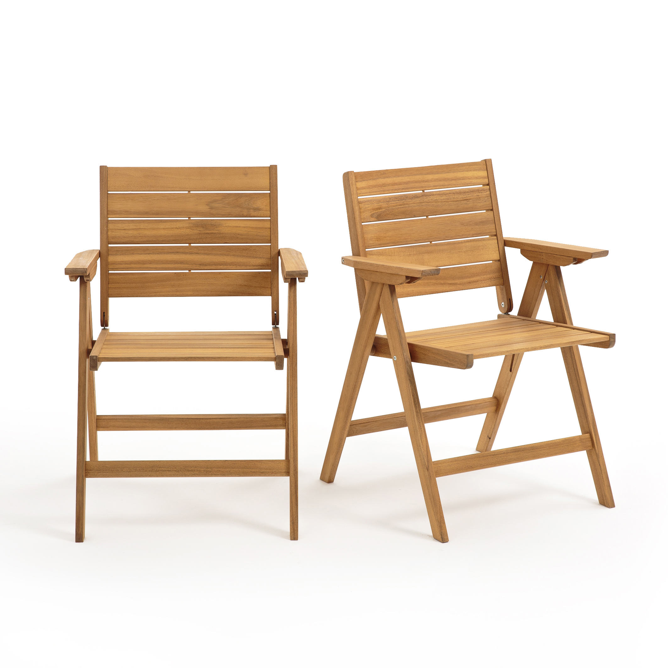 Silla plegable de bajo perfil de madera de acacia (2 sillas plegables de  madera con cuerdas)