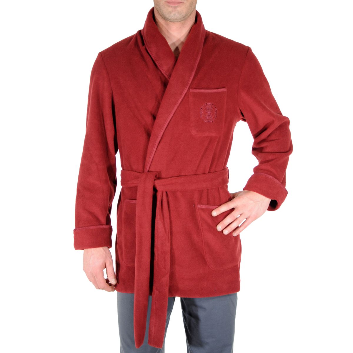 Xmiral Peignoir Homme Grand Taille Pyjama Allonger Rouge 