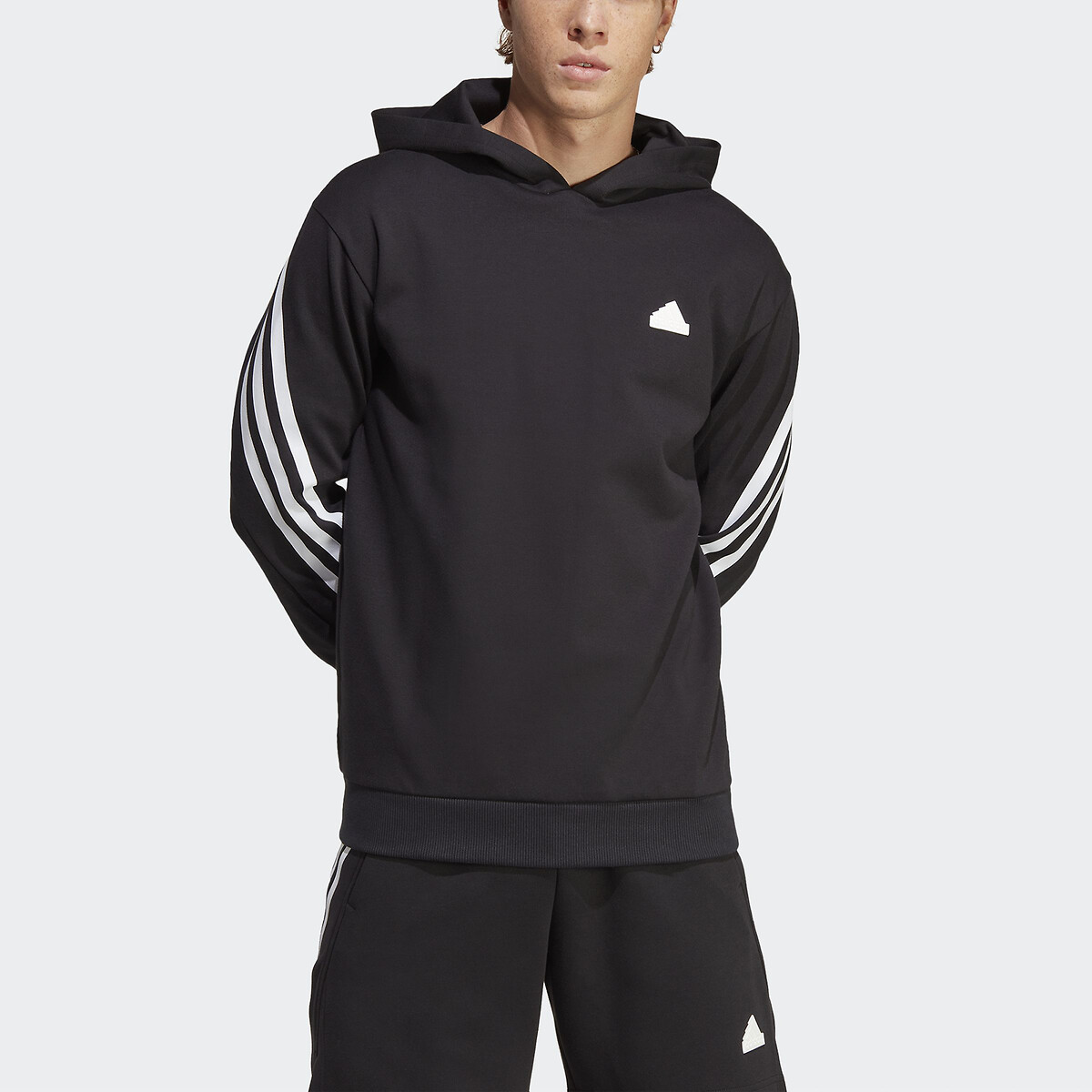 logostreifen den ärmeln Sportswear 3 an Adidas | La Redoute schwarz Kapuzensweatshirt,