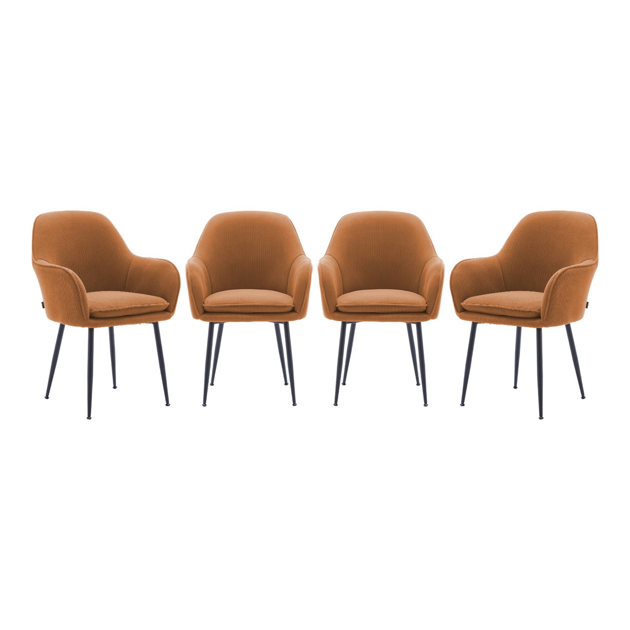 Fauteuil velours côtelé et pieds métal (lot de 4) SHELLA, SWEEEK