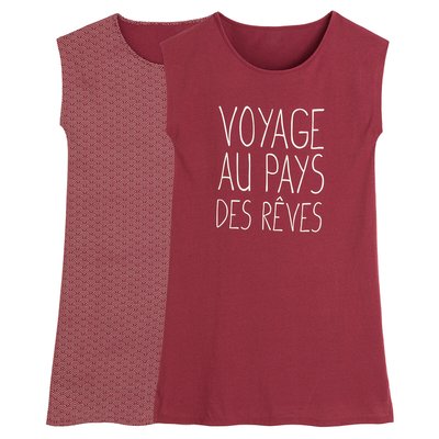 Комплект из 2 ночных рубашек с короткими рукавами LA REDOUTE COLLECTIONS