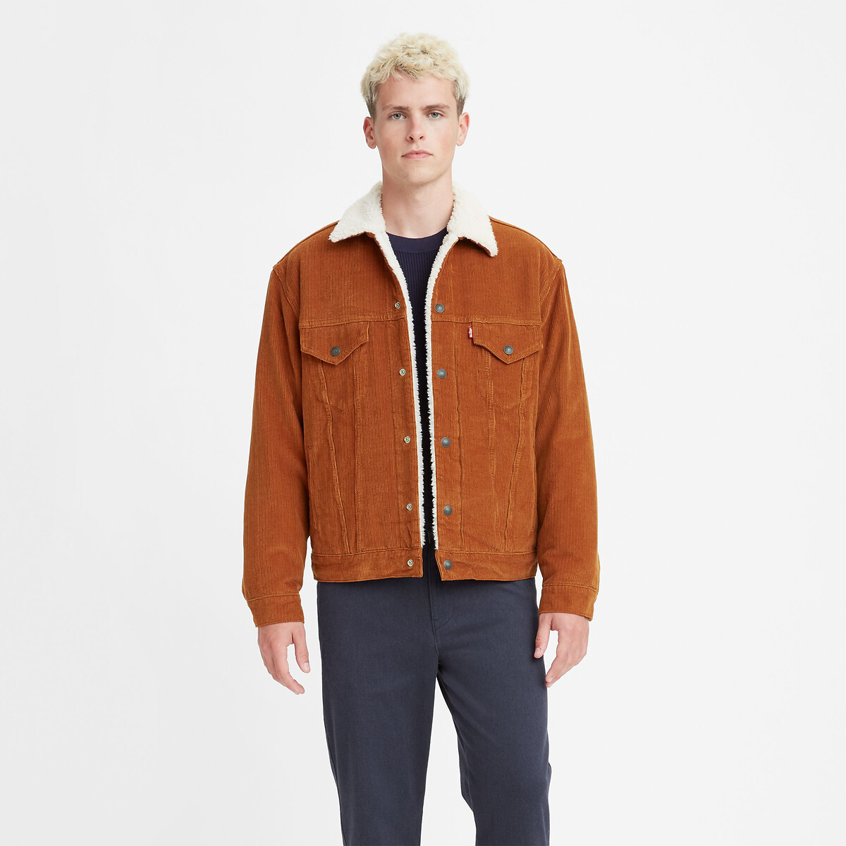 Corduroy trucker jacket with sherpa lining , camel, Levi's | La Redoute