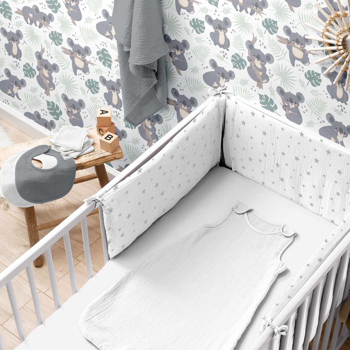 Couverture bébé bi-face minky/molleton STELLA - gris, Linge de maison et  décoration