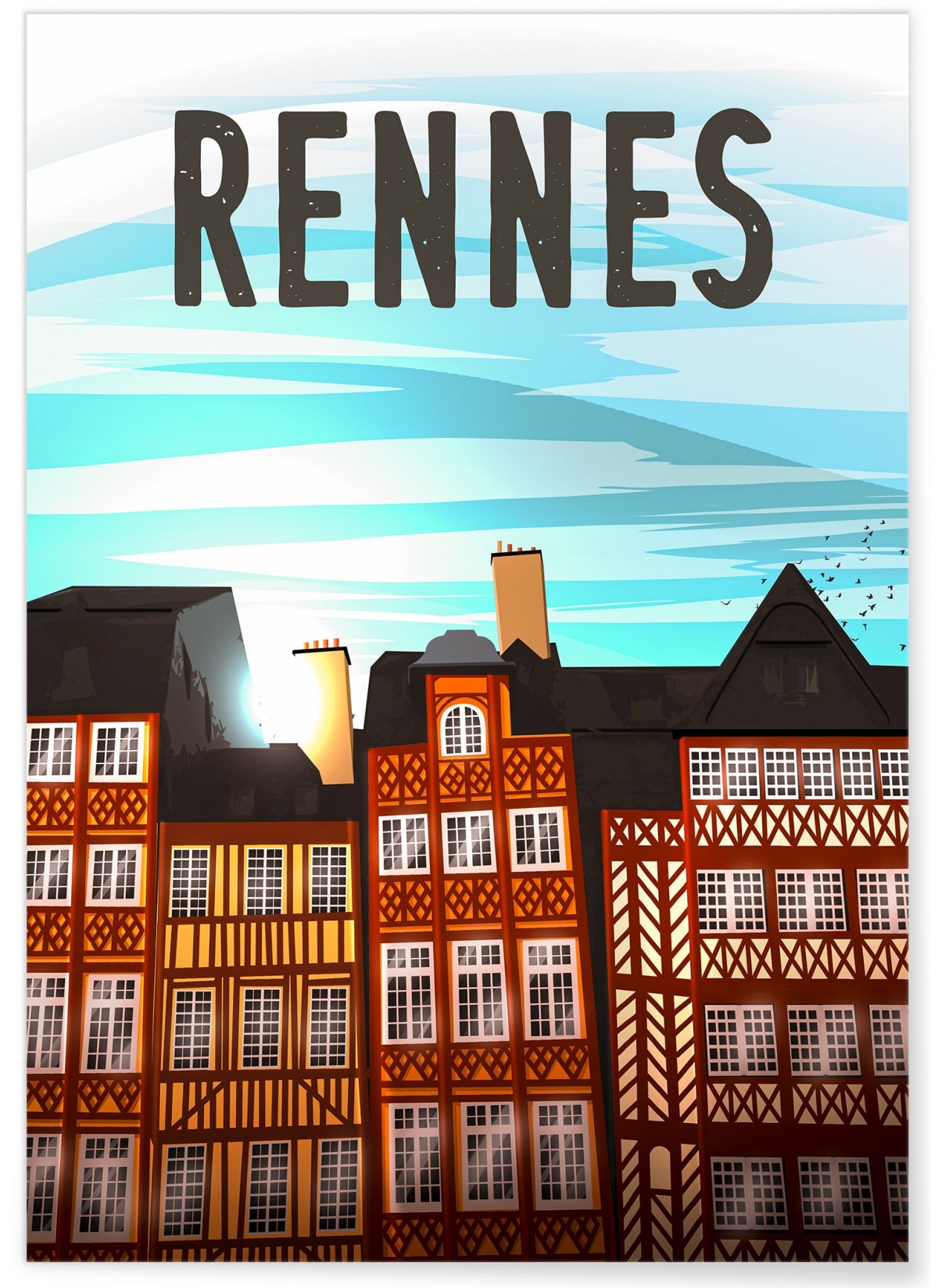Affiche ville Rennes jour, L'AFFICHERIE