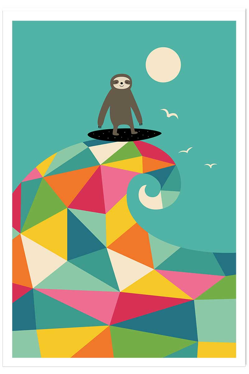 Affiche enfant surf session colorée, HEXOA