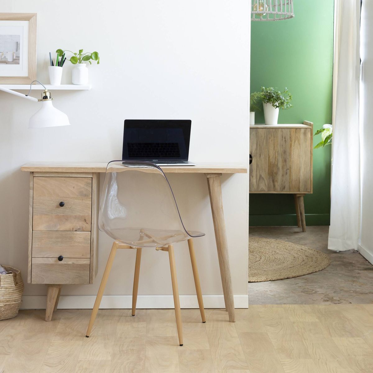 Bureau bois et métal 1 tiroir 1 niche - Made in Meubles