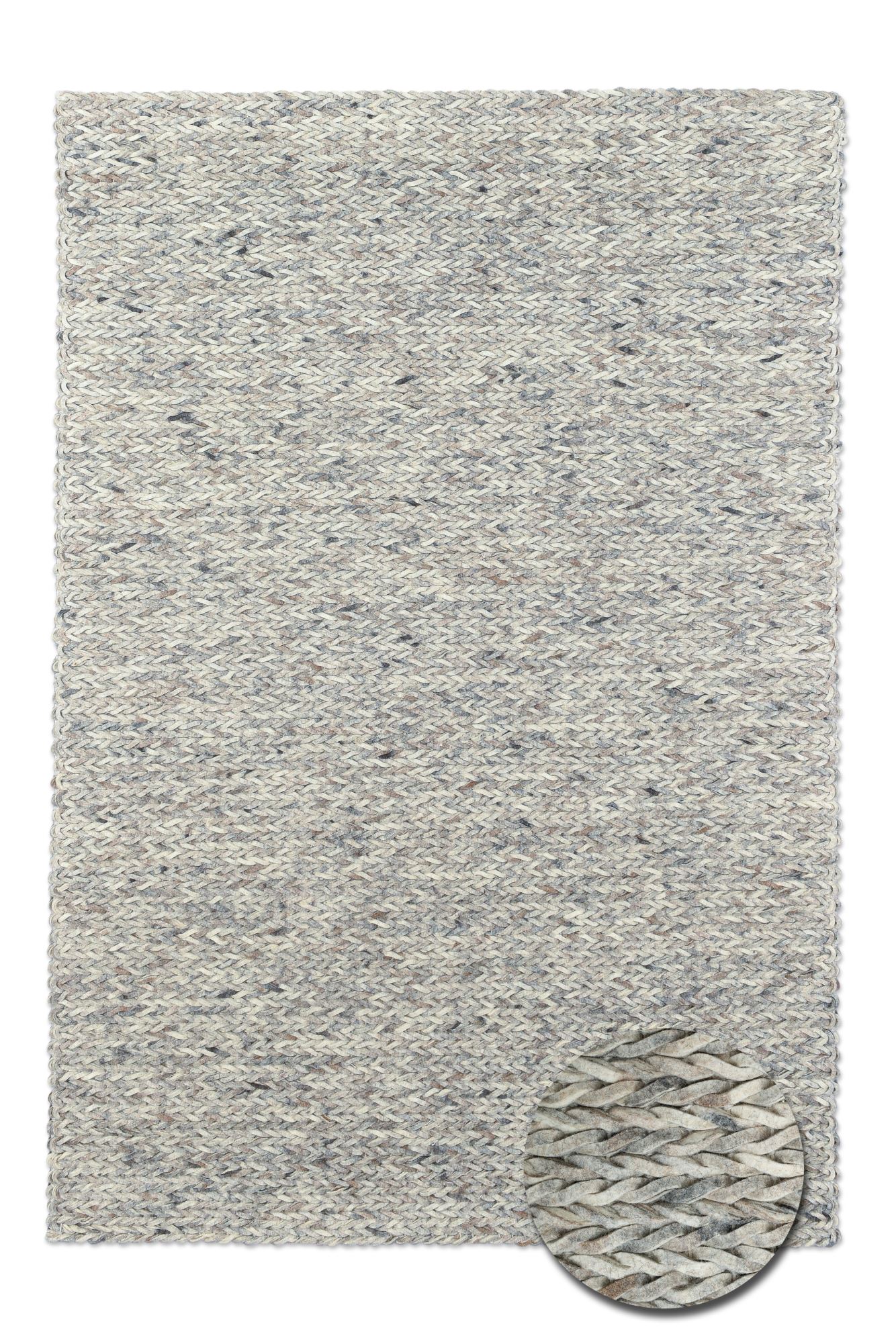 Tapis salon Arlberg, fait main, laine feutrée, THEKO
