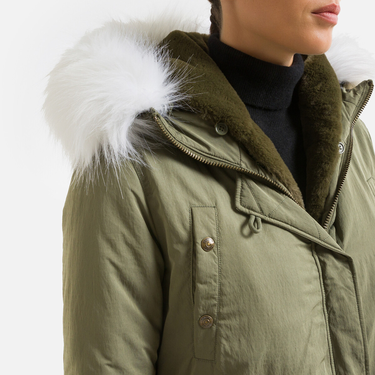 topshop green parka with fur hood