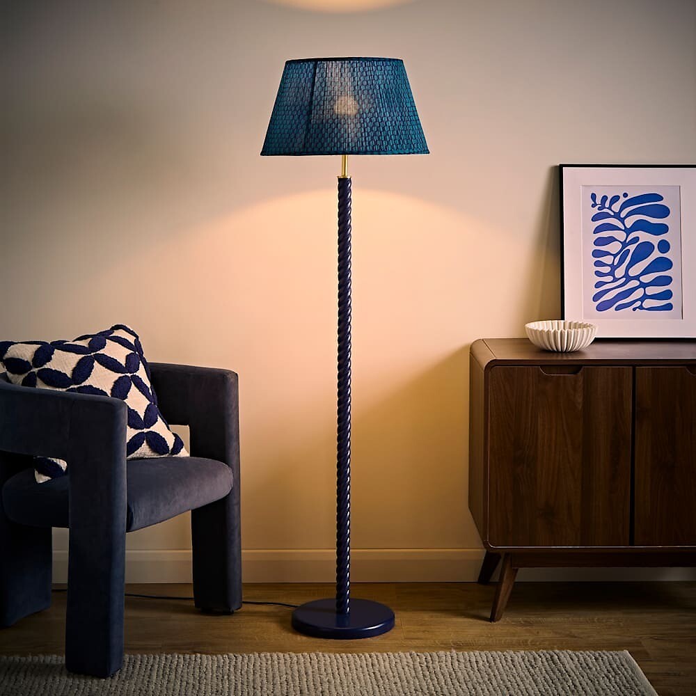 Amalia Twist Floor Lamp with Pleated Taper Shade, SO'HOME