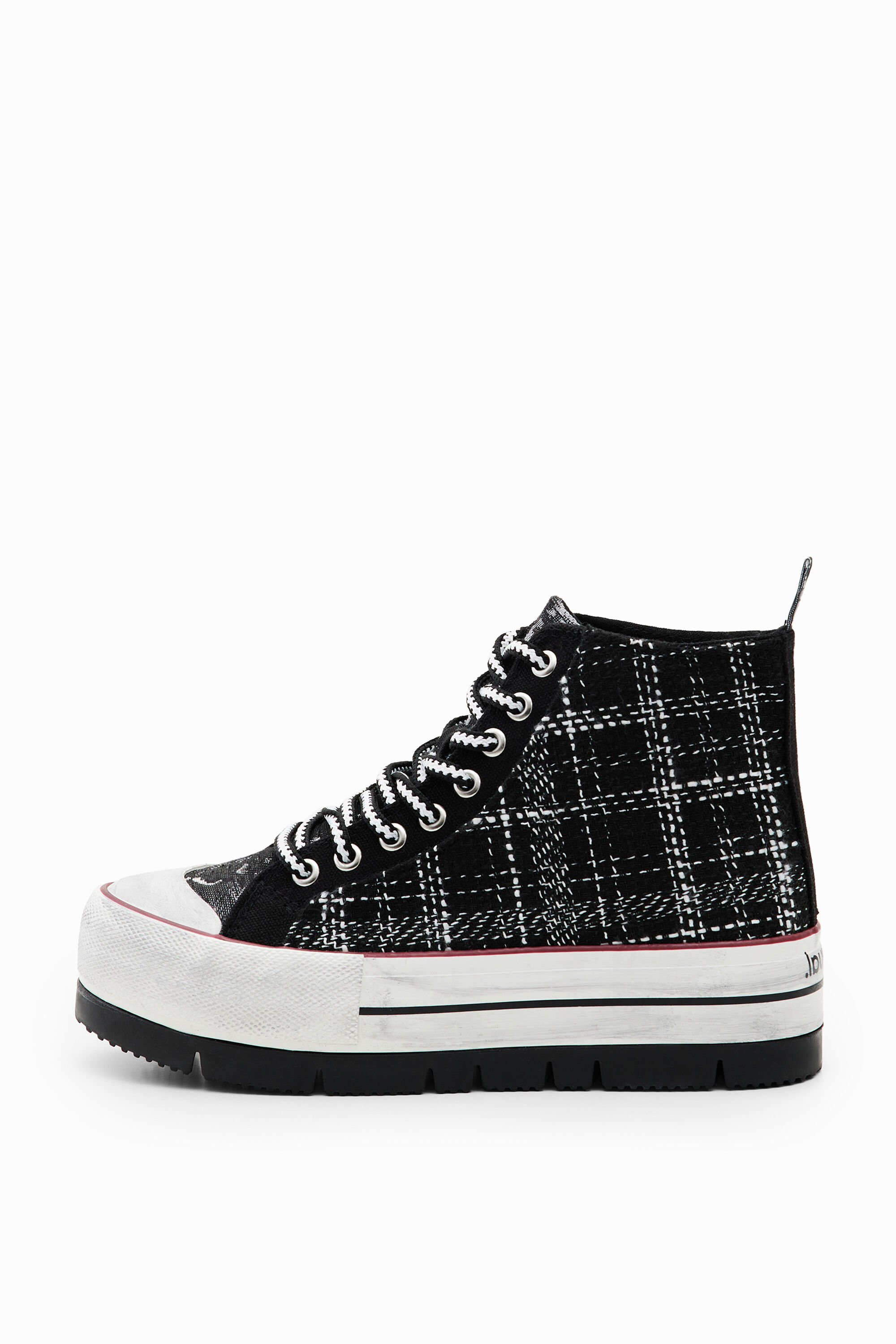 Tartan platform high-top sneakers, DESIGUAL