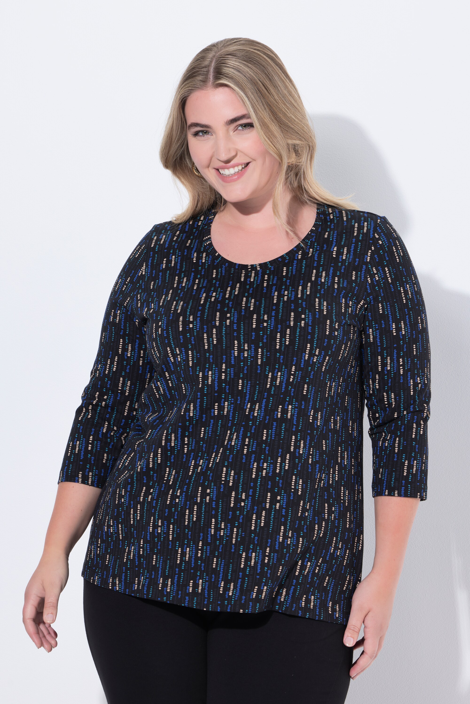 T-shirt décolleté rond et manches 3/4, ULLA POPKEN