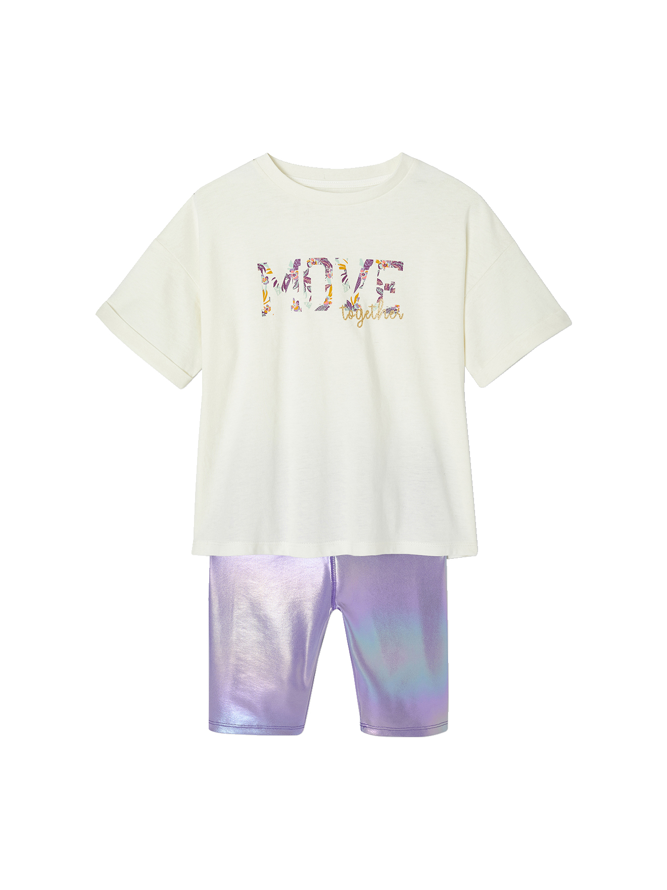 Ensemble sport tee-shirt + cycliste irisé, VERTBAUDET