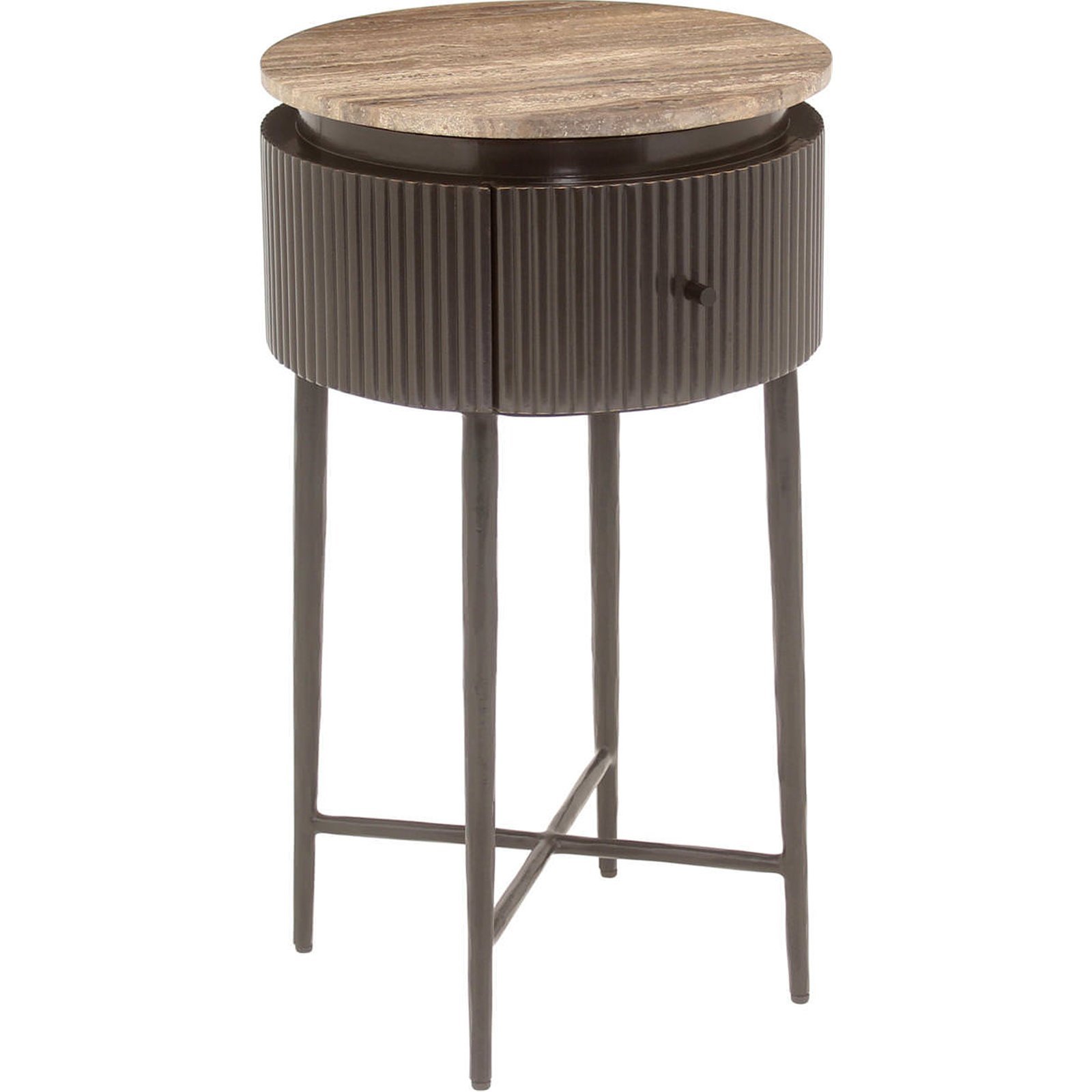 Table d'appoint ronde en travertin, RUSSO, RECOLLECTION