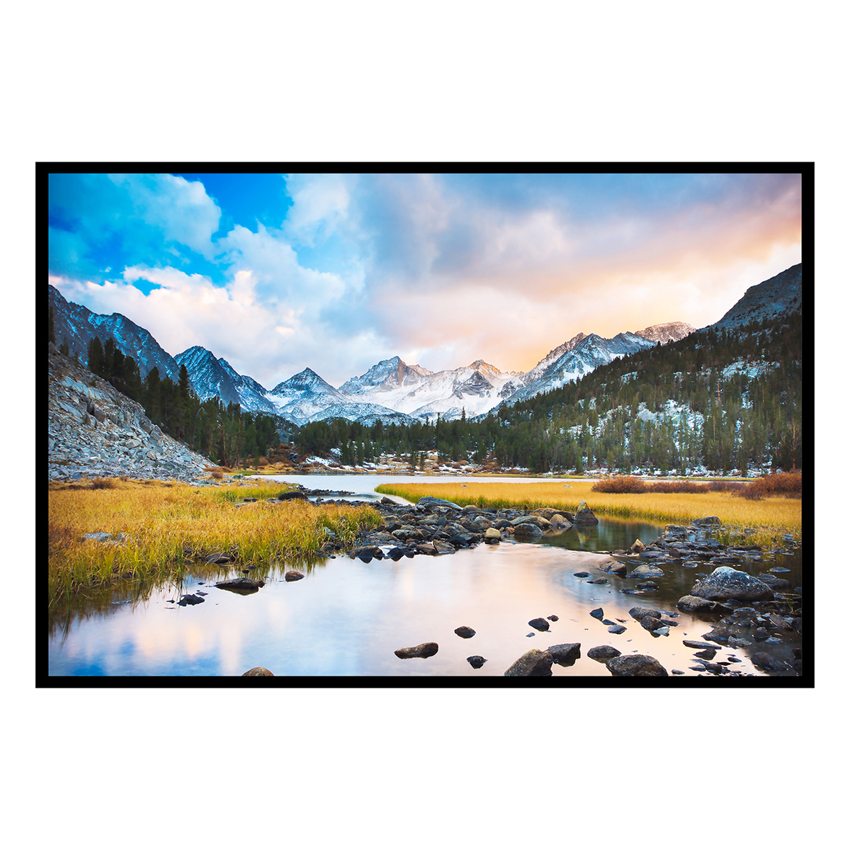 Affiche encadrée paysage de montagne et lac, HEXOA