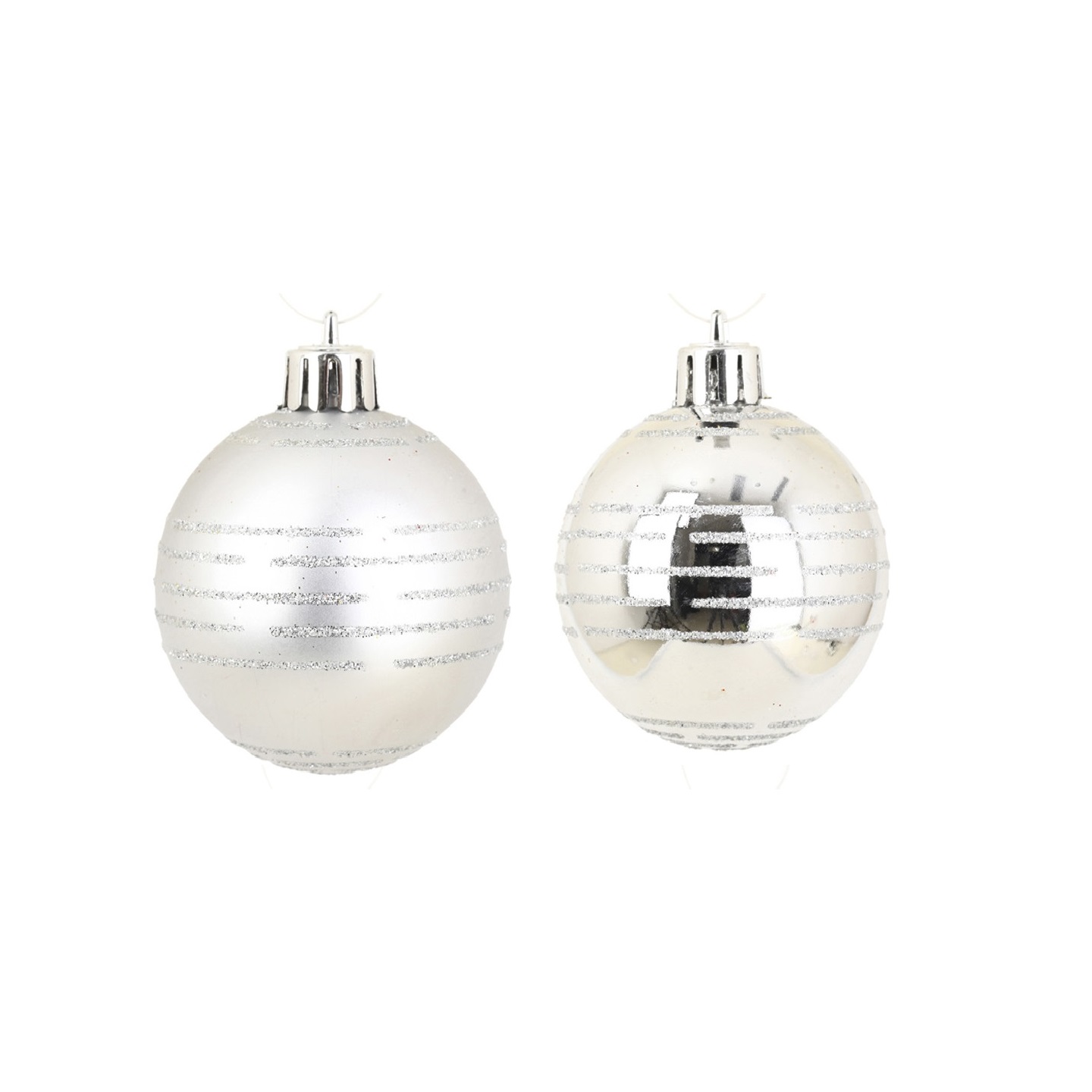 Set de 8 Boules de Noël Rayures Argent, EDEN