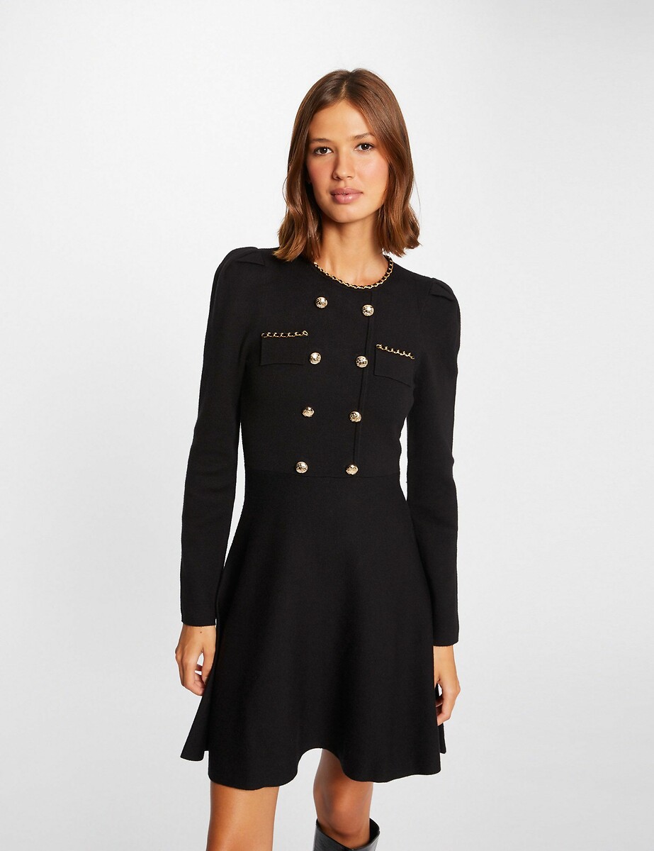 Robe evasee mi longue manches longues noir Morgan La Redoute