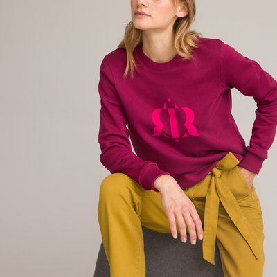 Sweatshirt mit Flockprint-Motiv, runder Ausschnitt LA REDOUTE COLLECTIONS