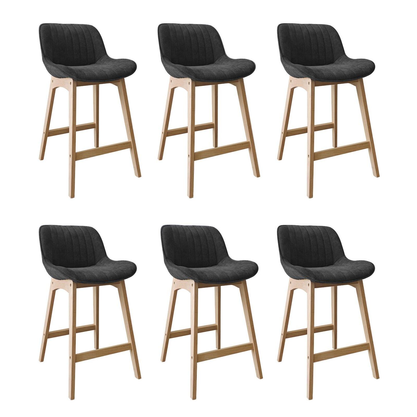 Lot de chaises de bar en chêne et tissu velours côtelé H65cm NORDEN, MOB IN