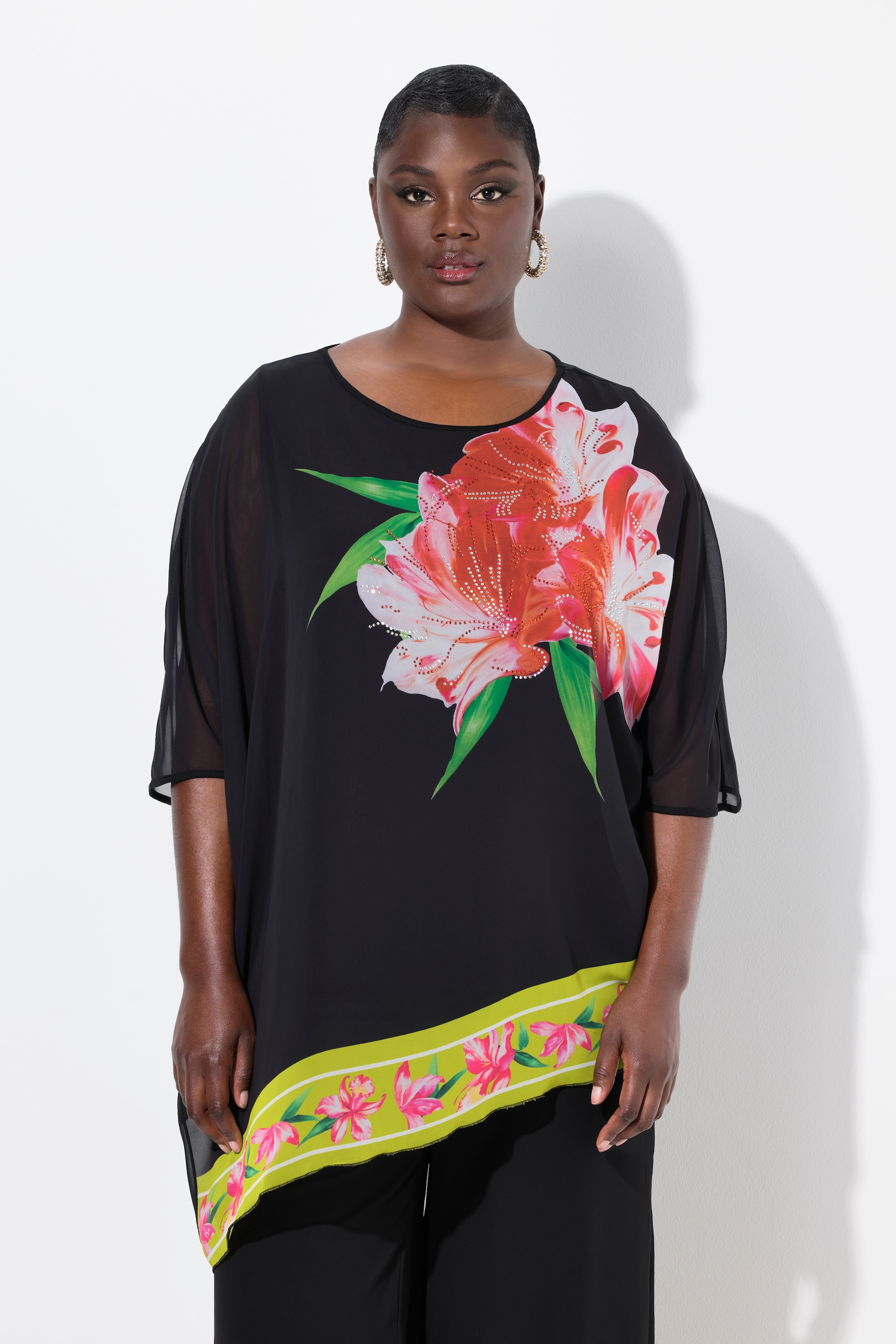 Blouse en mousseline doublée, ULLA POPKEN