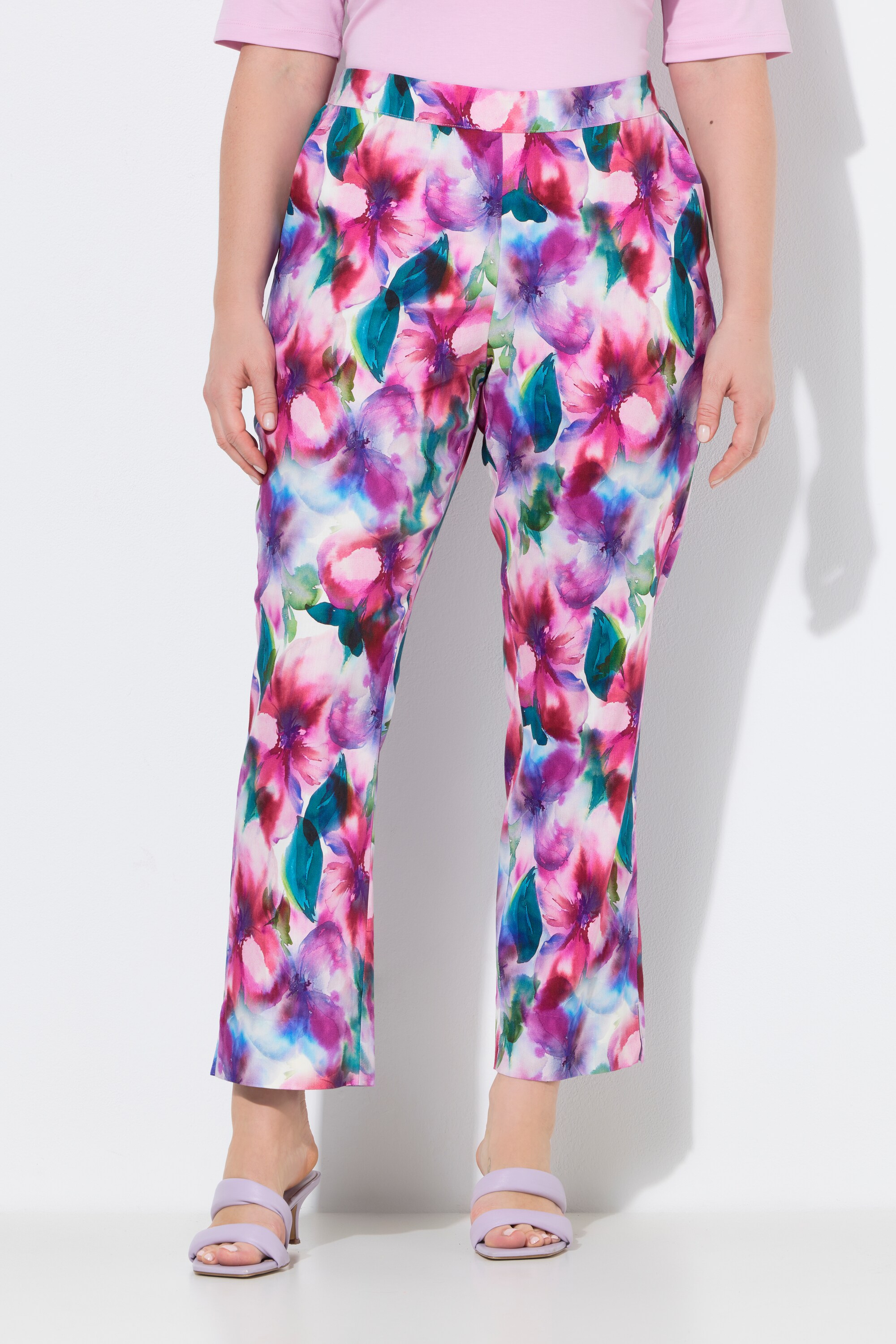 Pantalon Ruby en lin mélangé, motif à fleurs, ULLA POPKEN
