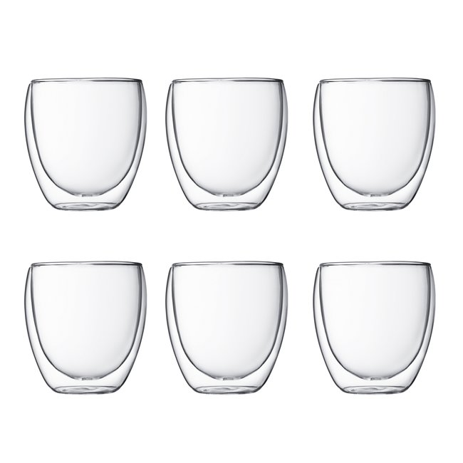 Set of 6 Pavina Double Walled Glasses 25cl / 0.25L, transparent, BODUM
