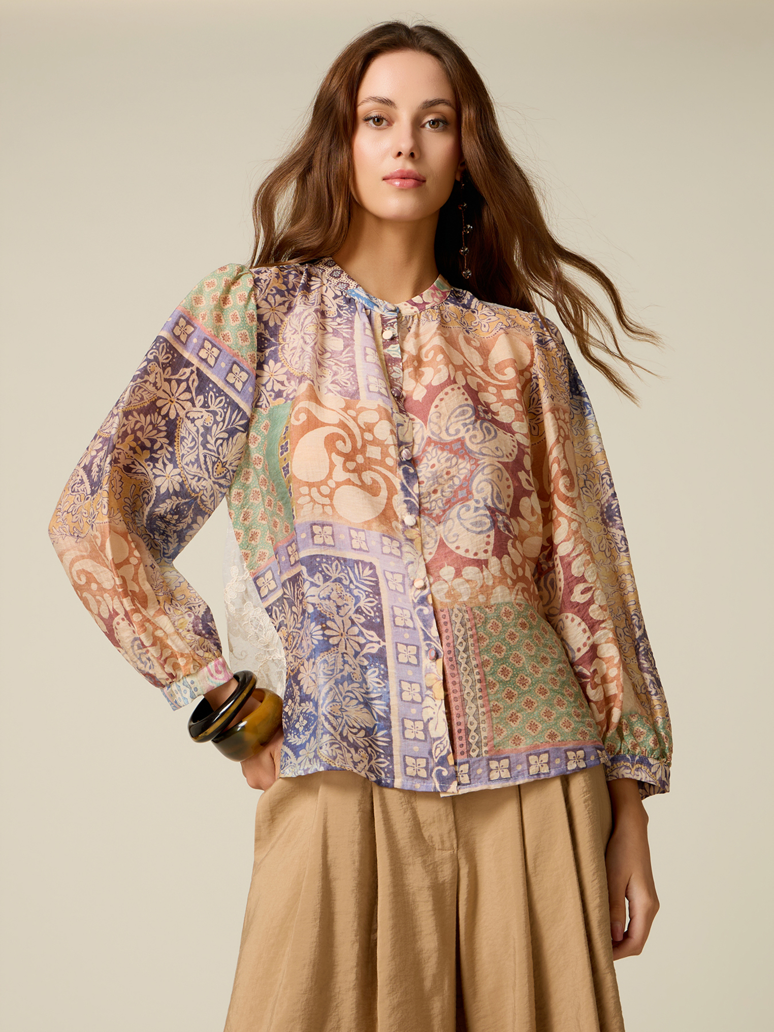 Chemise fantaisie avec dos en dentelle, OLTRE