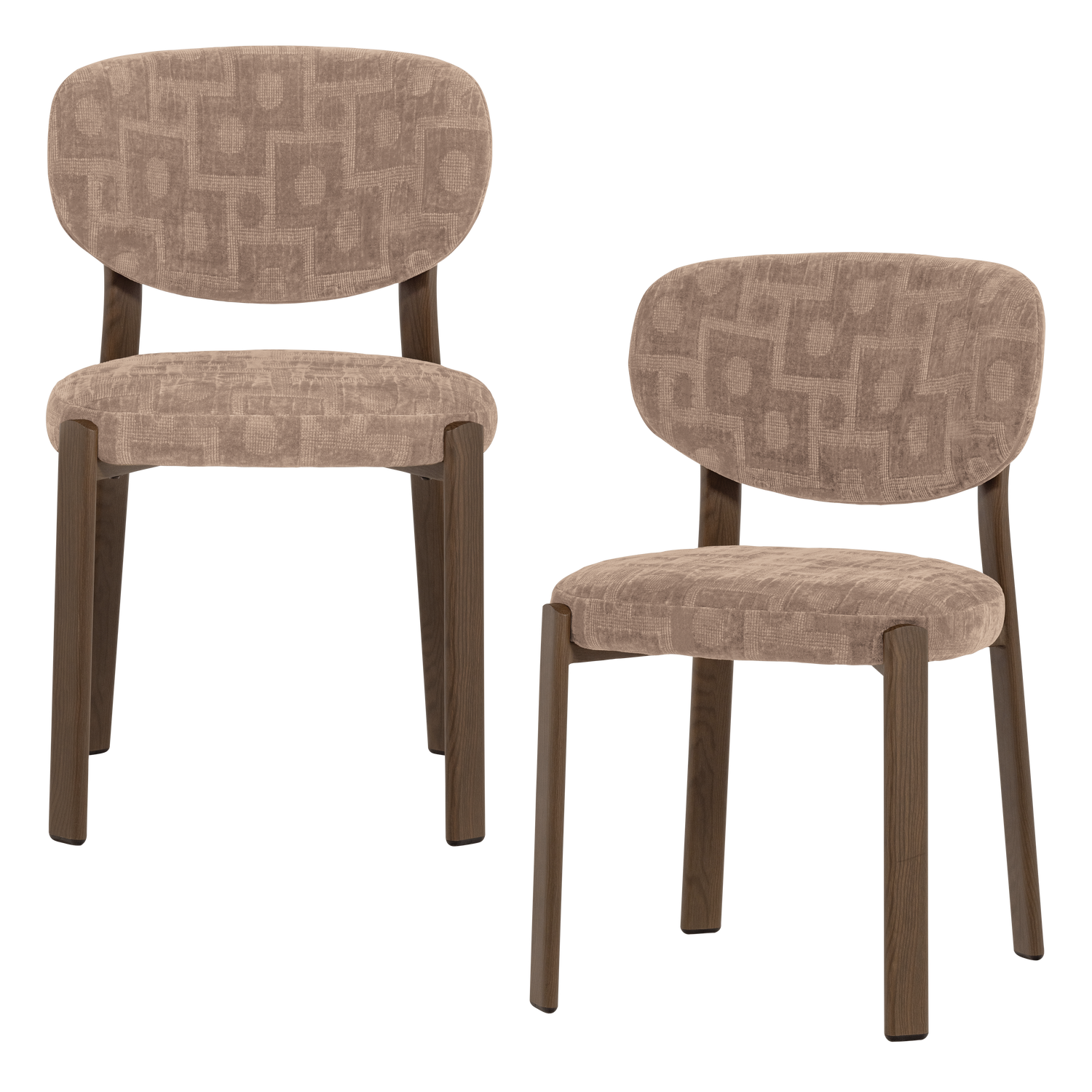 Lot de 2 chaises de salle à manger en tissu texturé 3D FOON, WOOOD