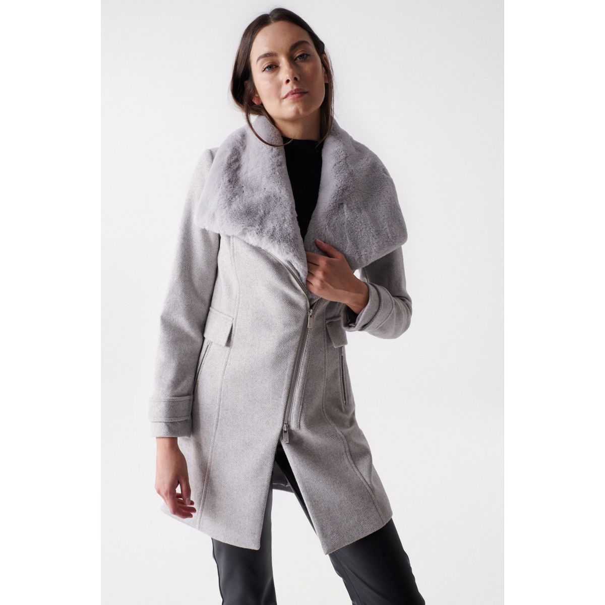 Manteau fausse fourrure femme gris La Redoute