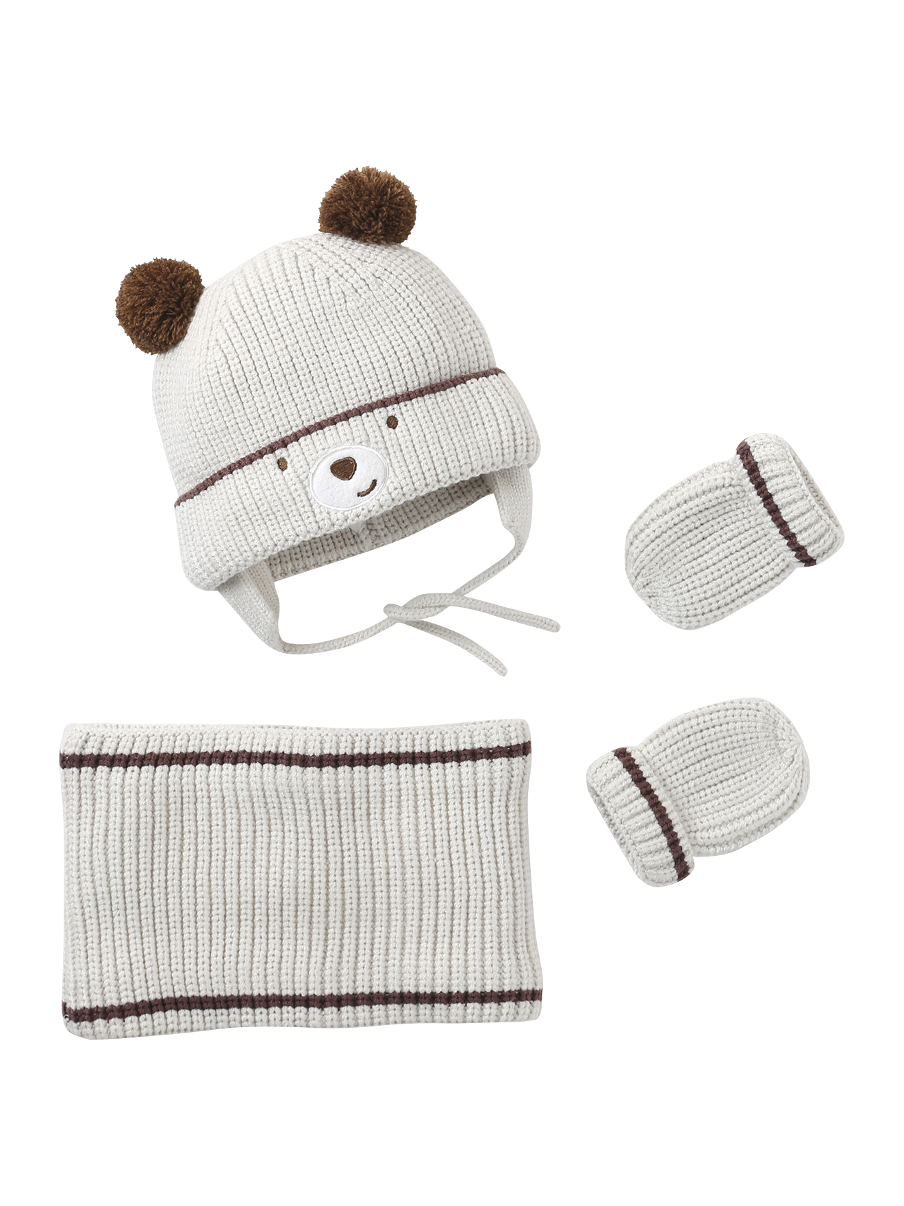 Ensemble bonnet « Ourson », snood et moufles, VERTBAUDET