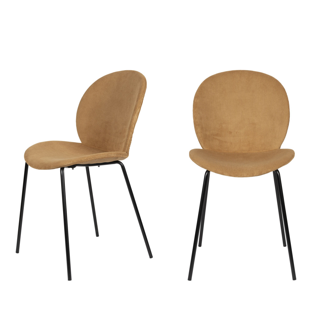 Lot de 2 chaises en velours côtelé et métal- BONNET, ZUIVER