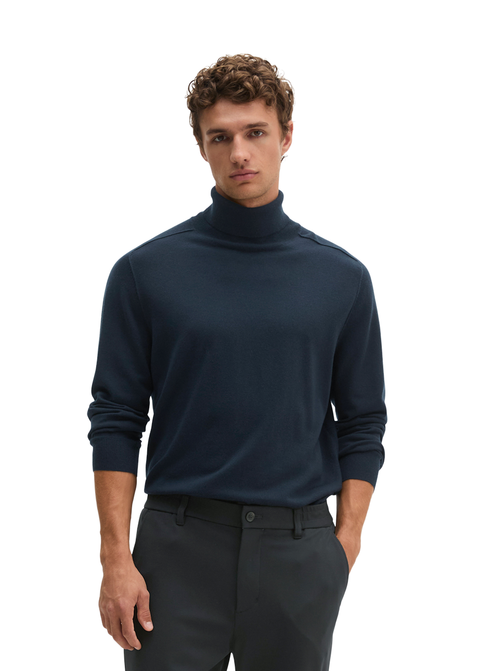 Pull à col roulé regular en laine mérinos douce, MARC O'POLO