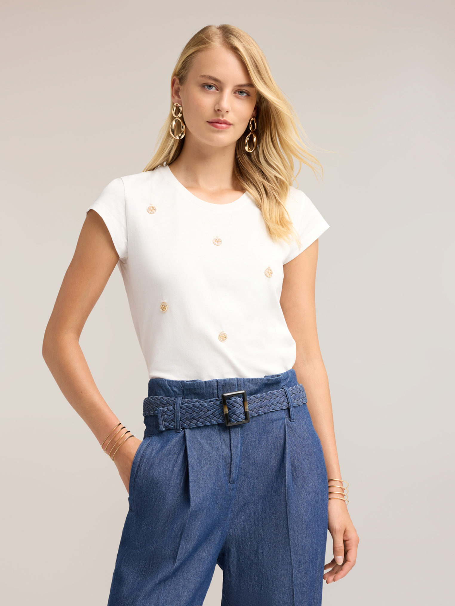 T-shirt en coton avec charms, MOTIVI
