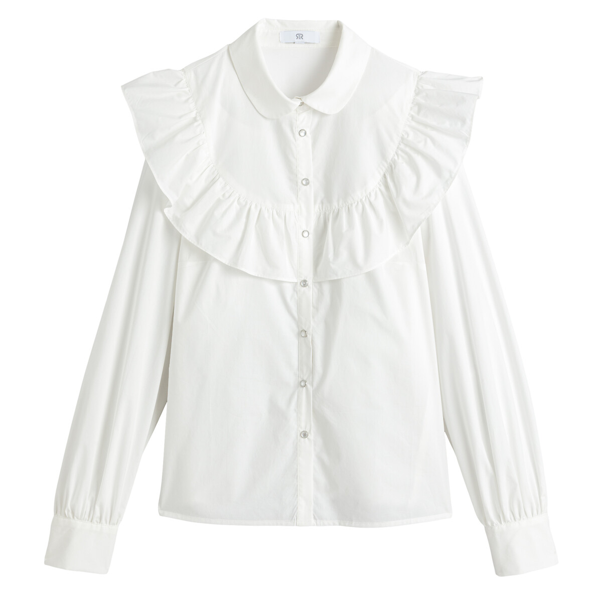 Cotton shirt with ruffled peter pan 
