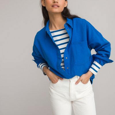 Cotton Boyfriend Shirt with Long Sleeves LA REDOUTE COLLECTIONS