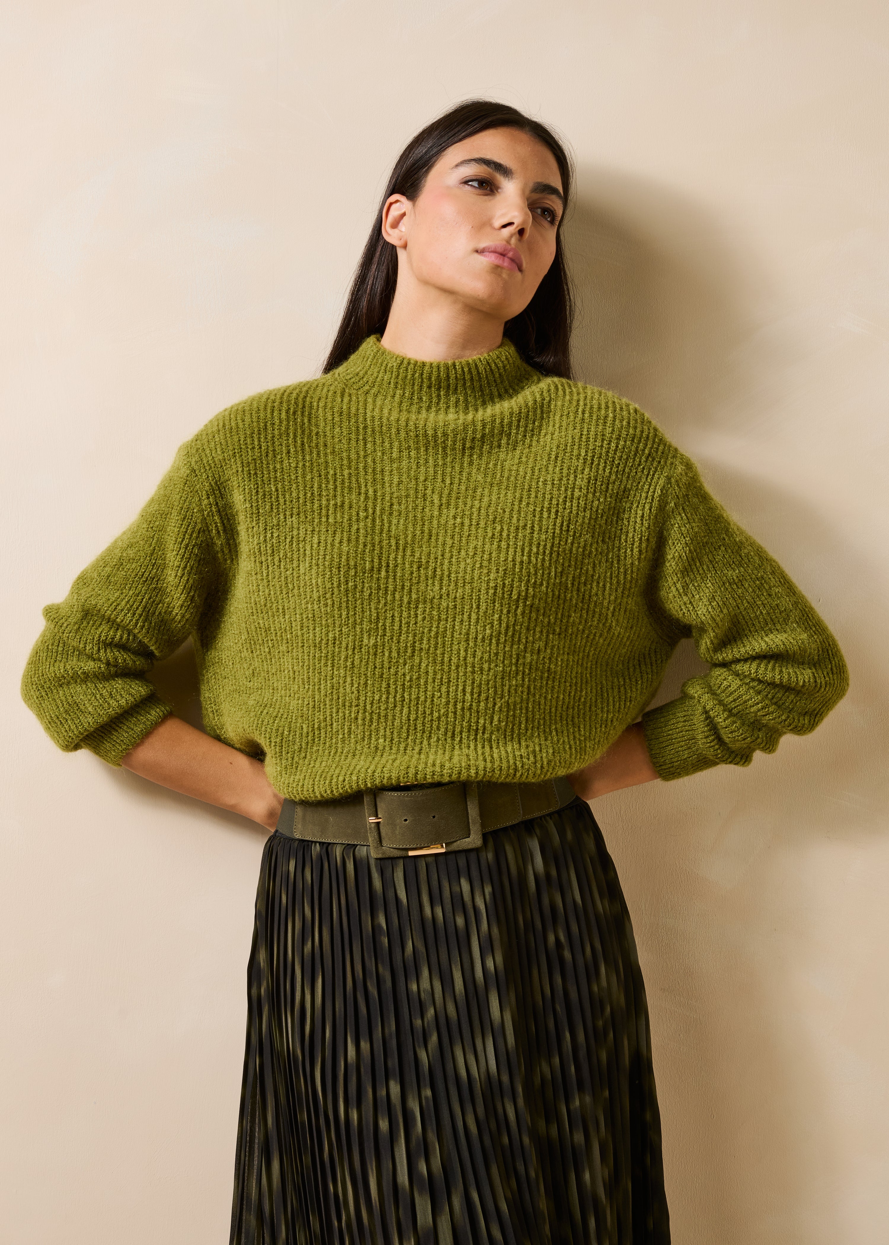 Pull ample manches longues col montant, LA FEE MARABOUTEE