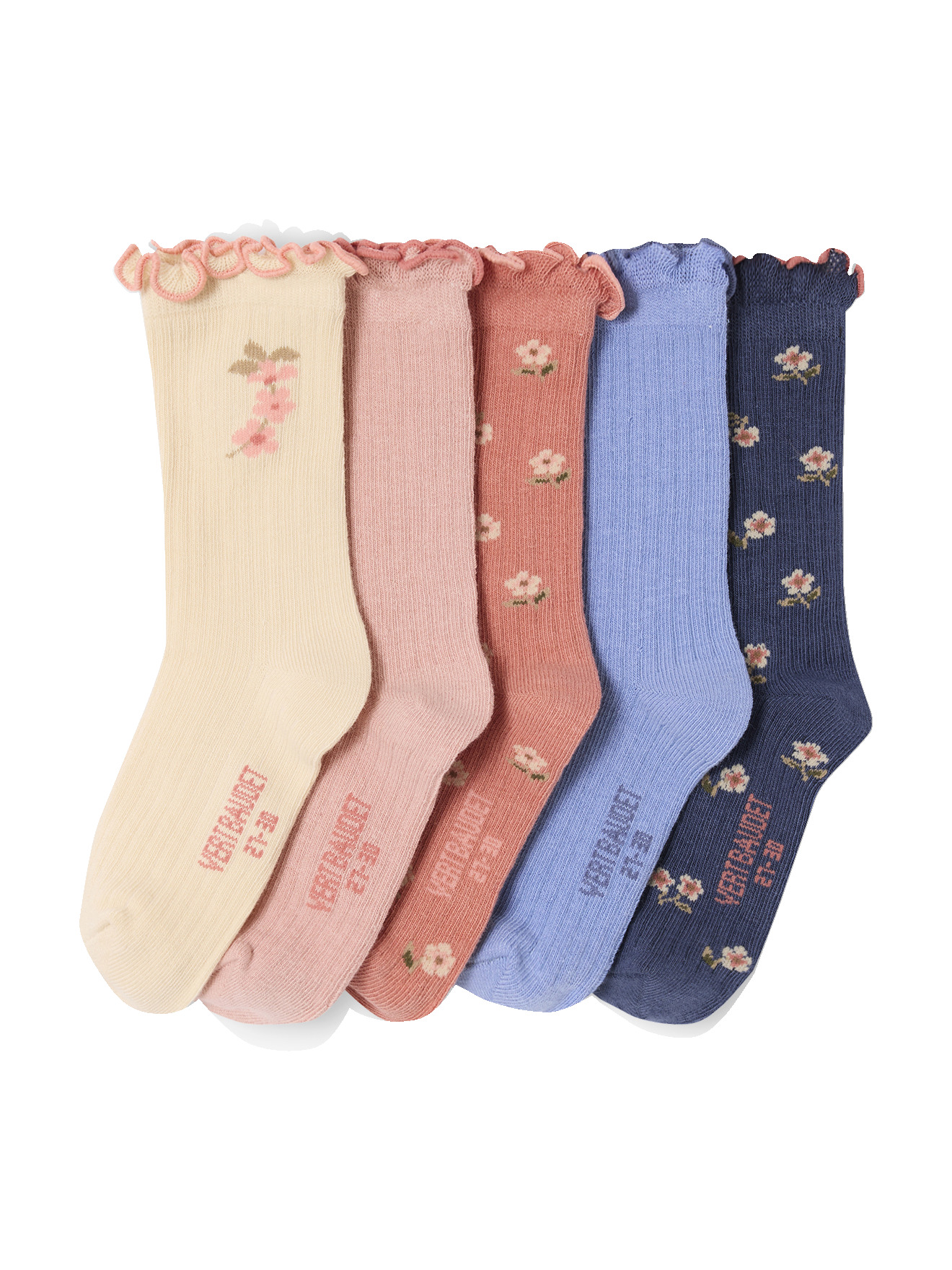 Lot de 5 paires de chaussettes "fleurettes", VERTBAUDET