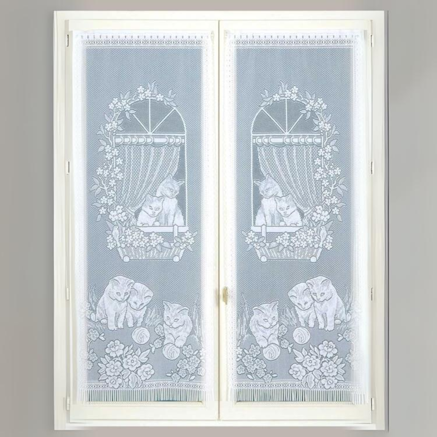 Paire de Petits voilages Droits à Franges, HOME MAISON