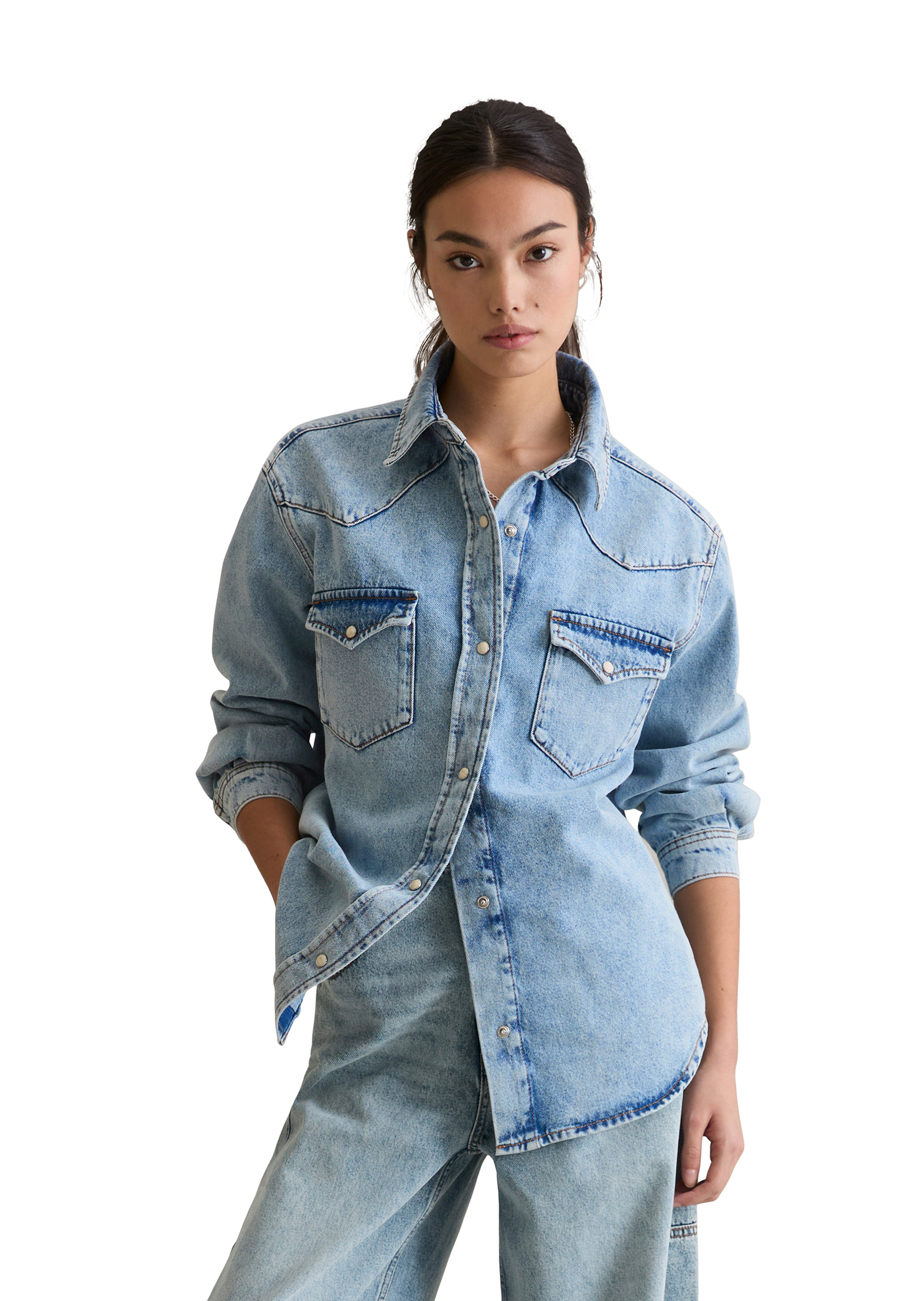 Chemise en jean oversize en denim avec fibres d'ortie européennes, MARC O’POLO DENIM