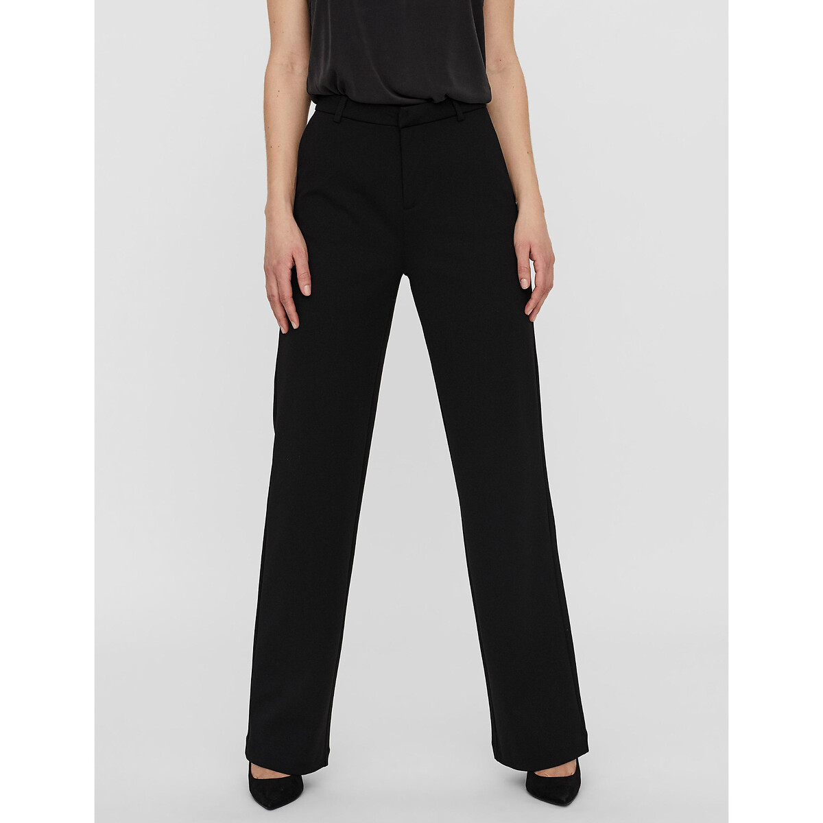 Recycled straight trousers black Vero 