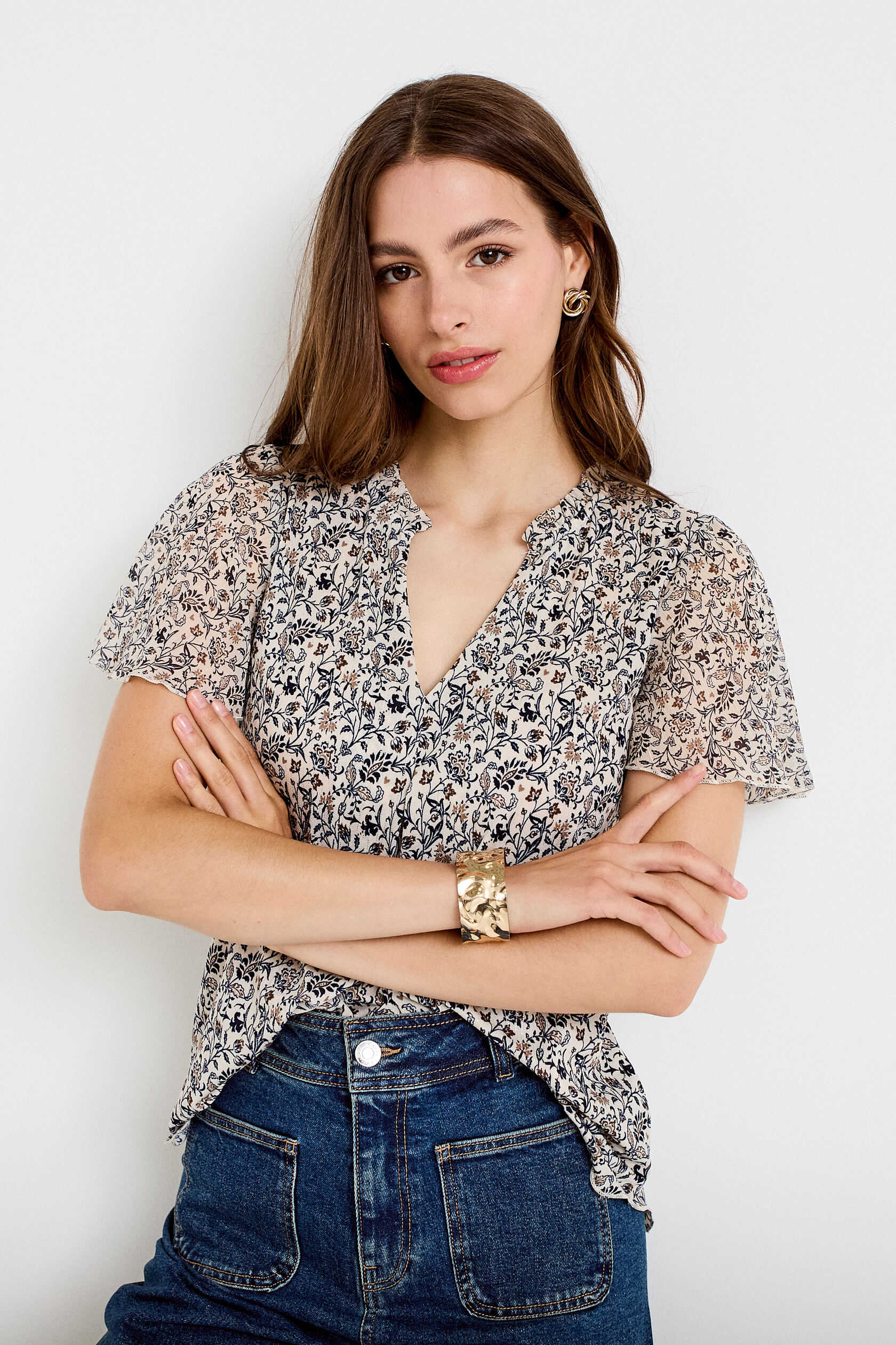 Blouse droite longue manches courtes, CACHE CACHE