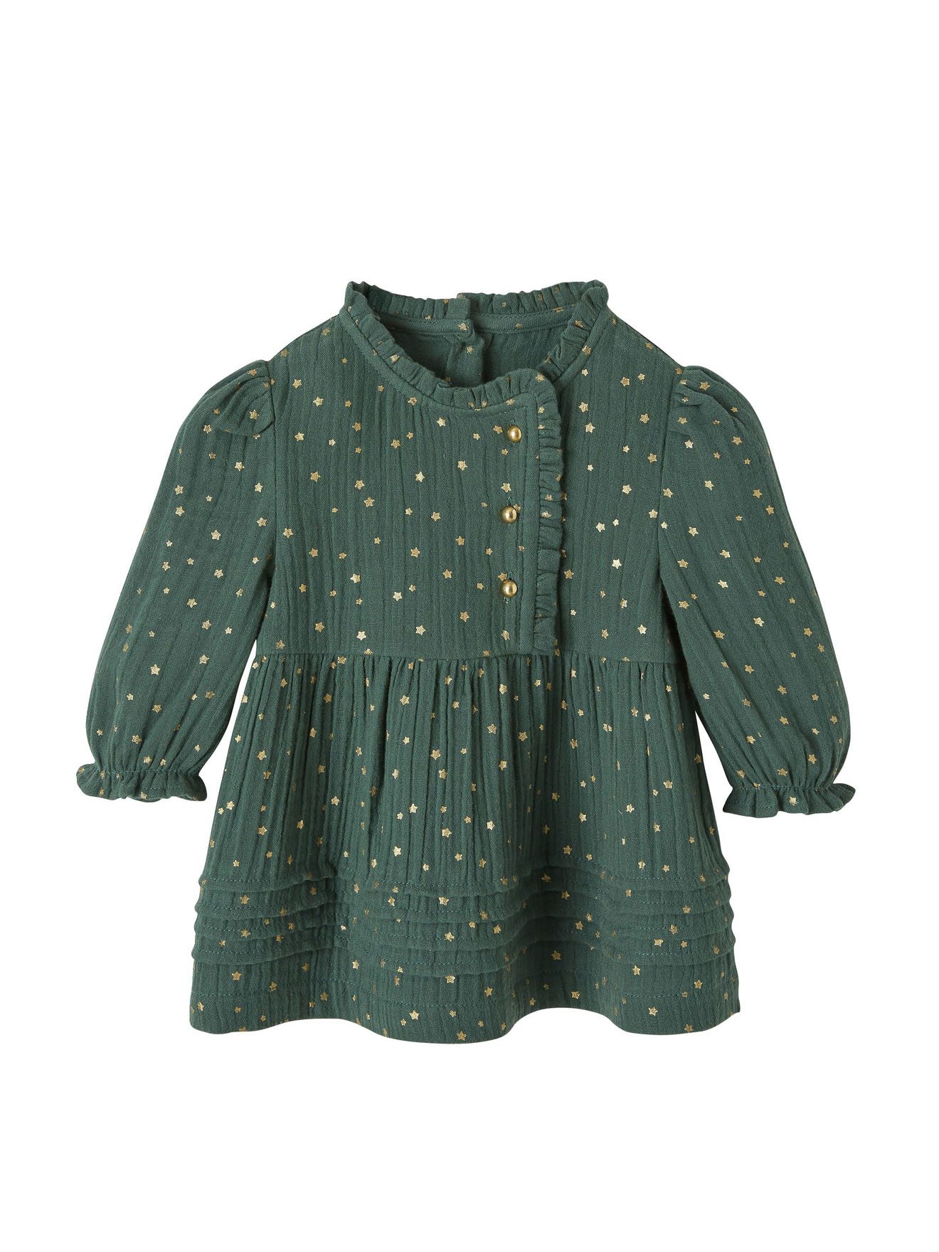 Robe bébé en gaze de coton ouverture décalée, VERTBAUDET
