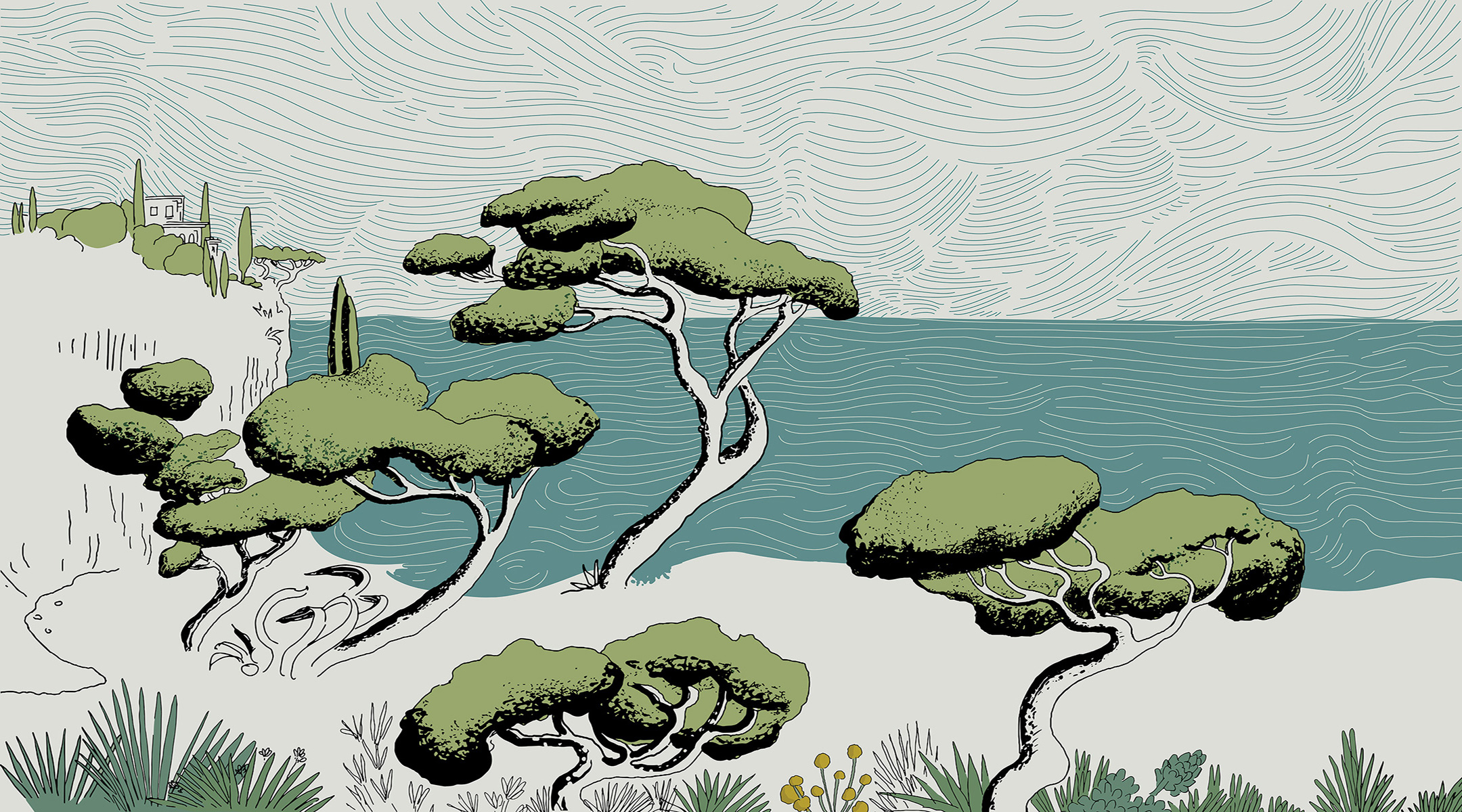 Papier peint panoramique Calanques, Bleu 150 x 250cm, ACTE DECO