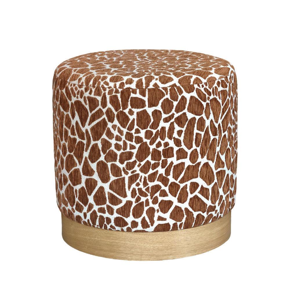 Pouf rond en tissu imprimé girafe   40cm- WILD, DRAWER