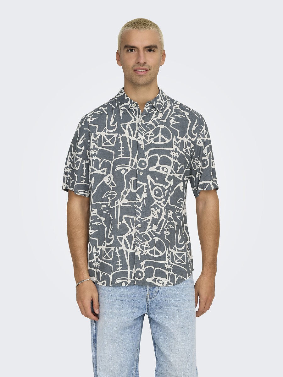 Chemisette imprimée viscose et lin, ONLY & SONS