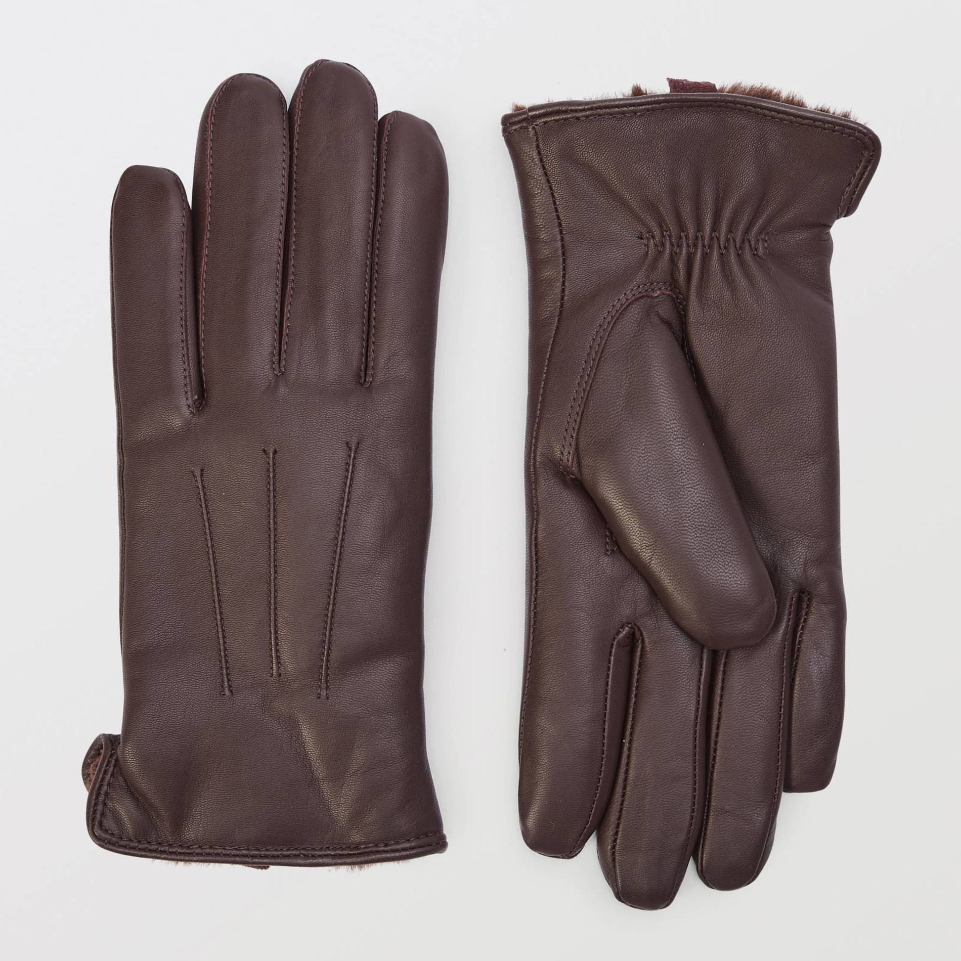 Gants fourrés en cuir, MONOPRIX