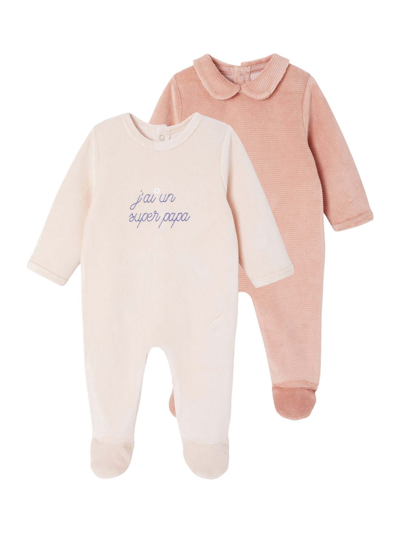 Lot de 2 dors-bien naissance en velours, VERTBAUDET