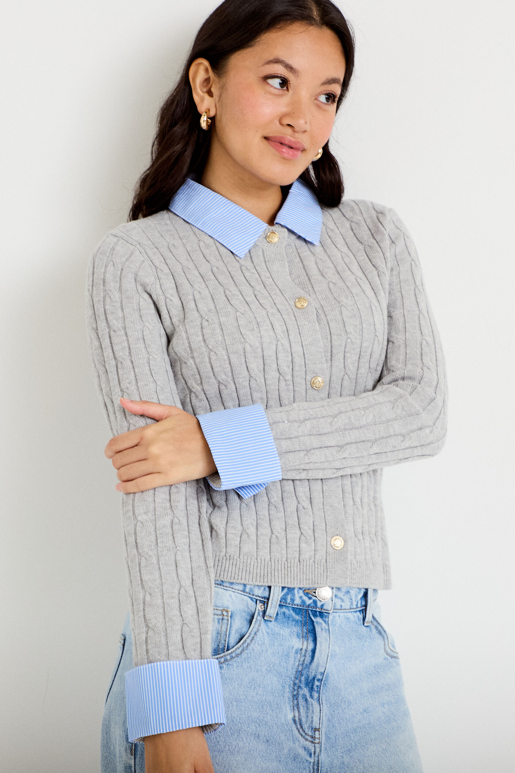 Gilet col chemise manches longues, CACHE CACHE