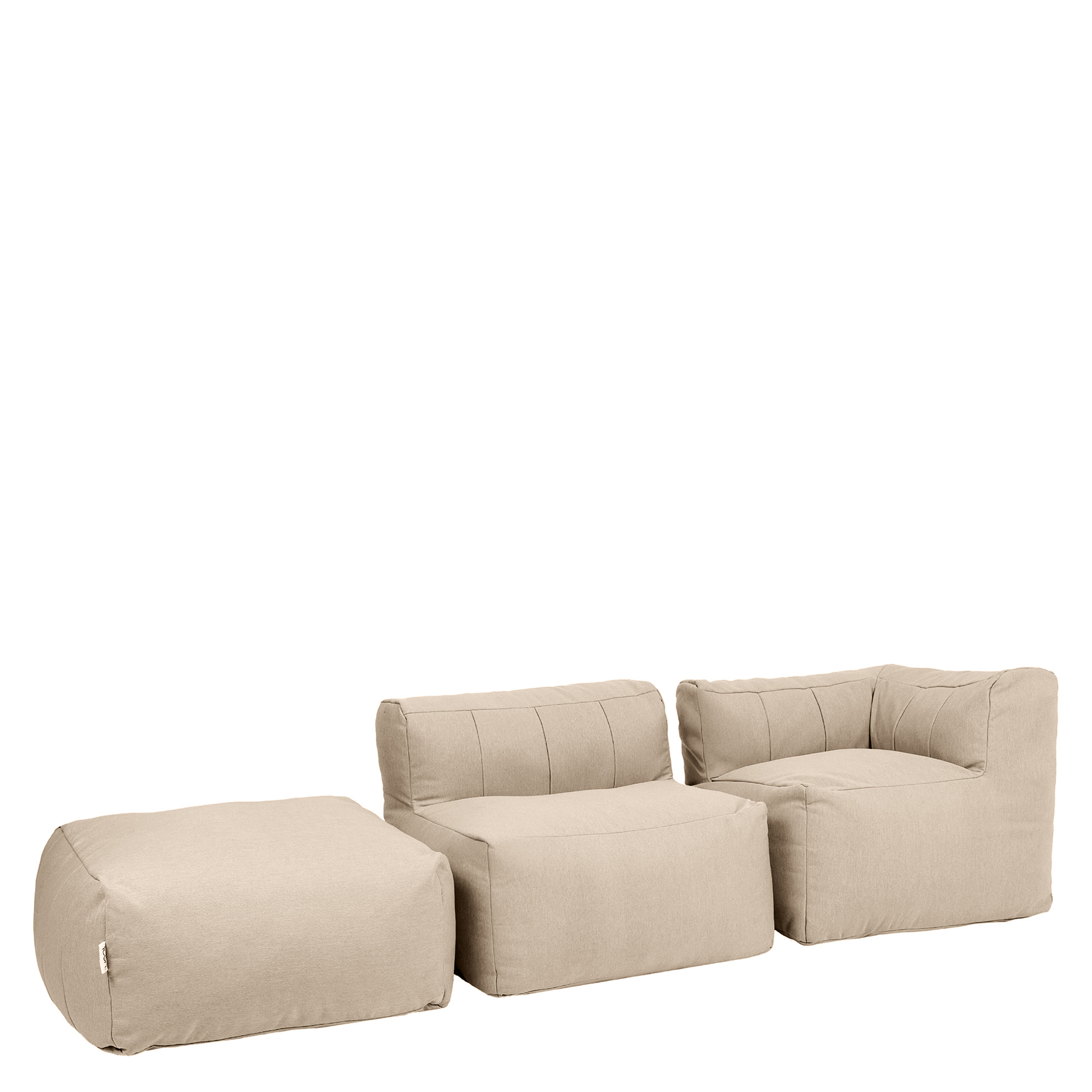 Pouf canapé compressé de jardin modulable 3 places en oléfine imperméable Oeko-Tex® - ZEN, ICON