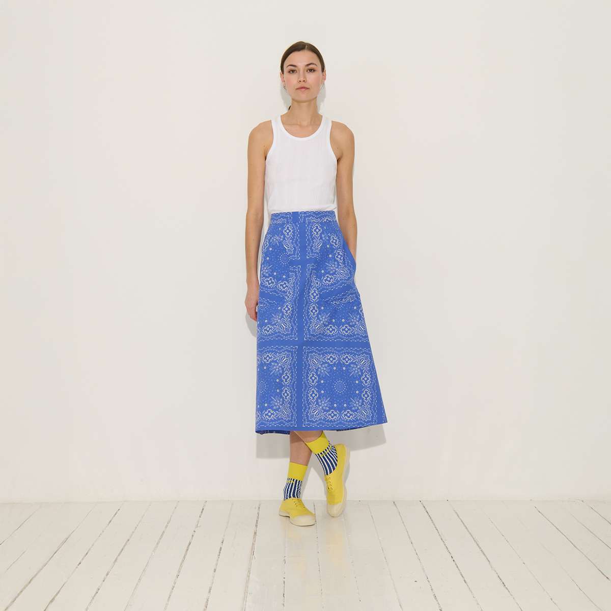 Jupe midi en coton imprimé bandana, coupe évasée LALY, BENSIMON
