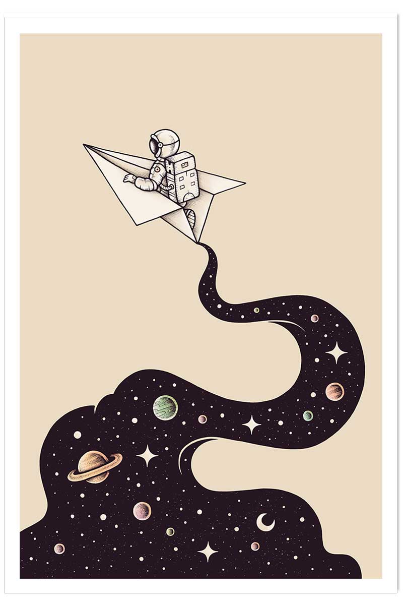 Affiche enfant envol cosmique, HEXOA